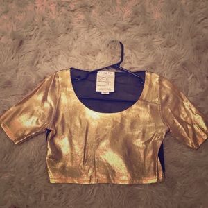 Vintage CHRISTIAN DIOR Gold/ Black mesh crop top